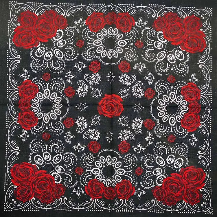 Nouveau Design de mode Hip Hop 100% coton crâne Bandana carré écharpe noir Paisley vélo bandeau pour femmes/hommes/garçons/filles