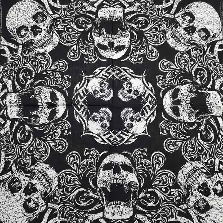 Nouveau Design de mode Hip Hop 100% coton crâne Bandana carré écharpe noir Paisley vélo bandeau pour femmes/hommes/garçons/filles