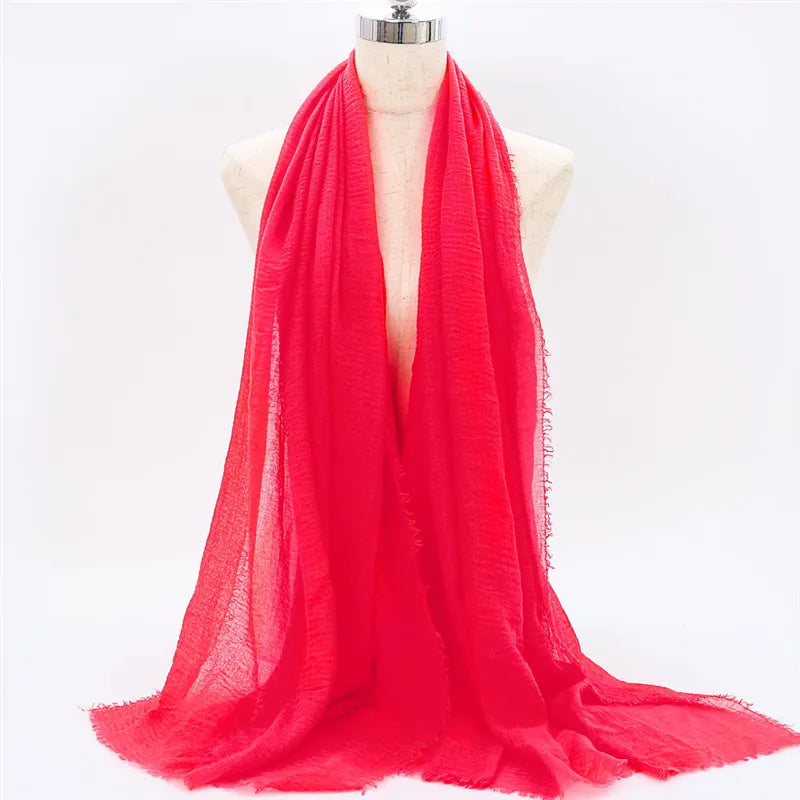 Wholesale Price 70*180cm Women Muslim Crinkle Hijab Scarf Femme Musulman Soft Cotton Headscarf Islamic Hijab Shawls And Wraps