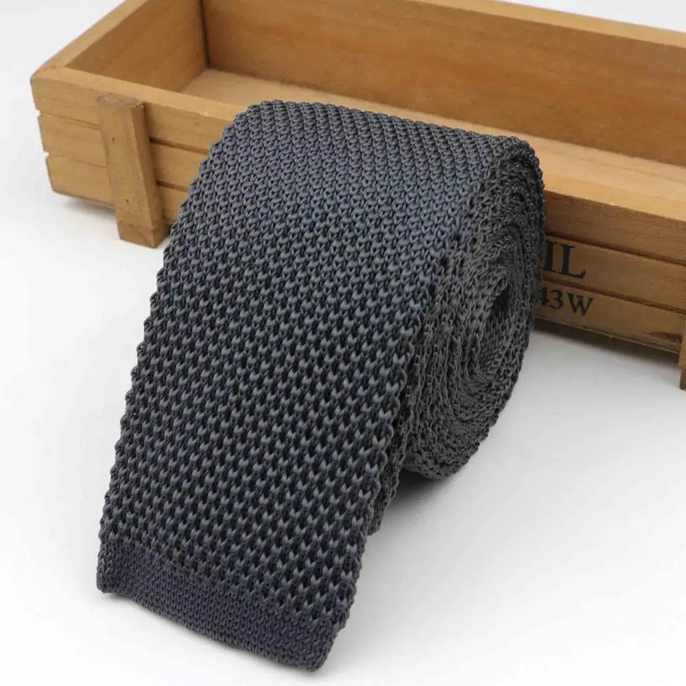 Mode hommes cravate colorée tricot cravates tricotées cravate couleur unie étroit mince maigre tissé plaine Cravate cravates étroites