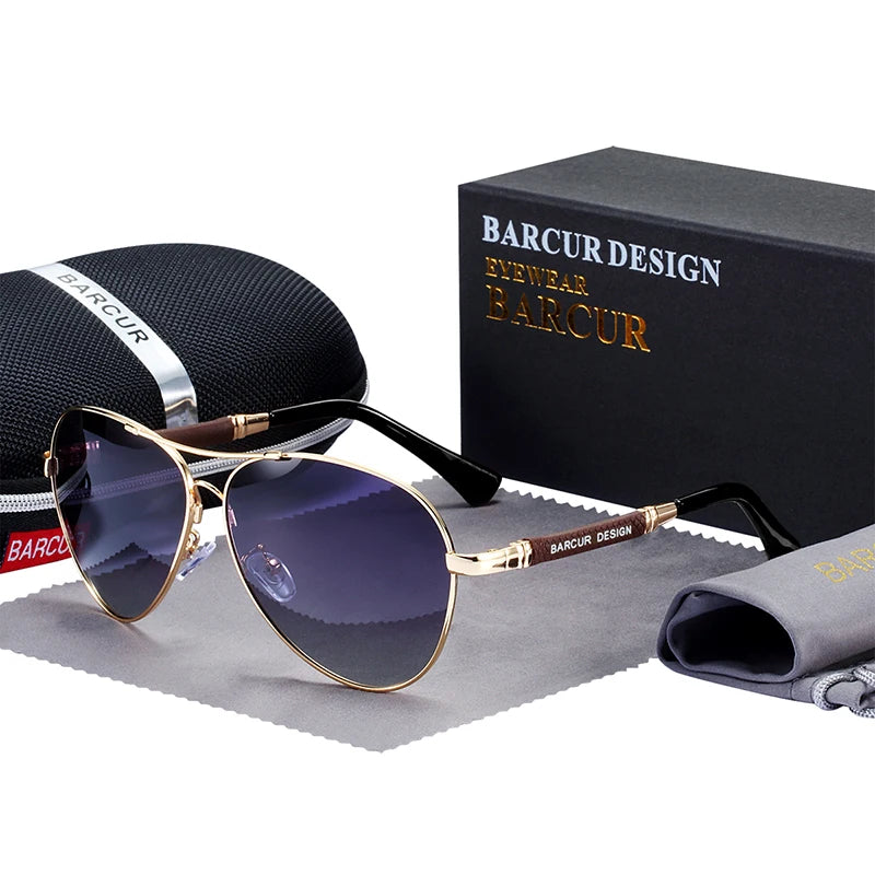 BARCUR Design titane alliage lunettes de soleil polarisées hommes lunettes de soleil femmes pilote dégradé lunettes miroir nuances