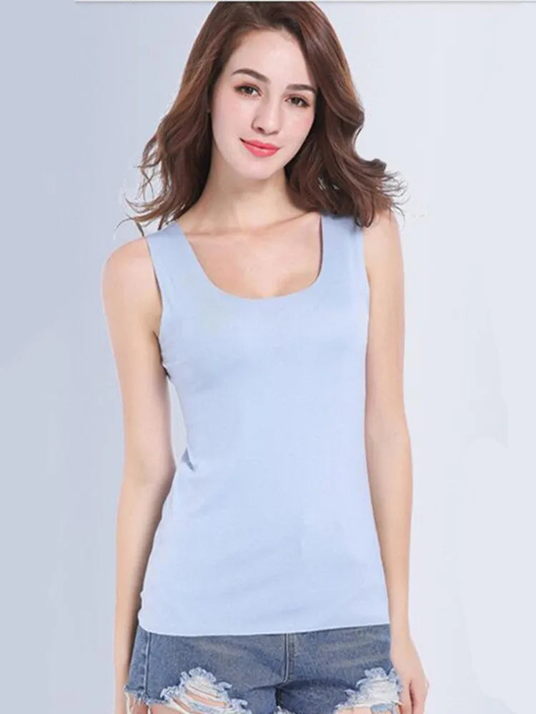 Débardeur sans couture pour femmes, couleur unie, gilet Modal doux, t-shirt sans manches, blanc, sans trace, haute qualité, été, 2022