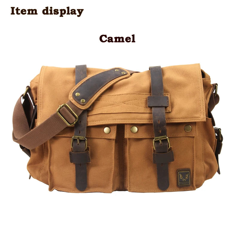 Je suis légende Will Smith toile + cuir véritable hommes sac de messager toile sac à bandoulière hommes sac à bandoulière fronde sac casual sacoche