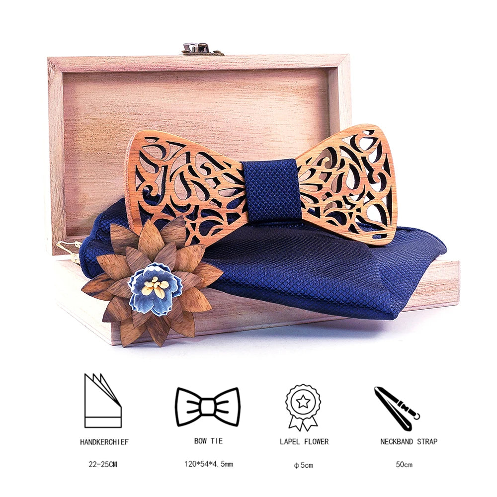 Mahoosive nouveaux nœuds papillon en bois à fleurs pour hommes noeud papillon creux papillons costume de mariage noeud papillon en bois chemise krawatte nœuds papillon cravate mince