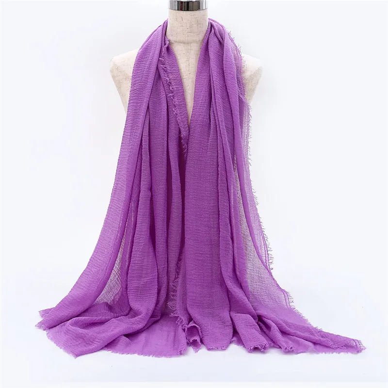 Wholesale Price 70*180cm Women Muslim Crinkle Hijab Scarf Femme Musulman Soft Cotton Headscarf Islamic Hijab Shawls And Wraps