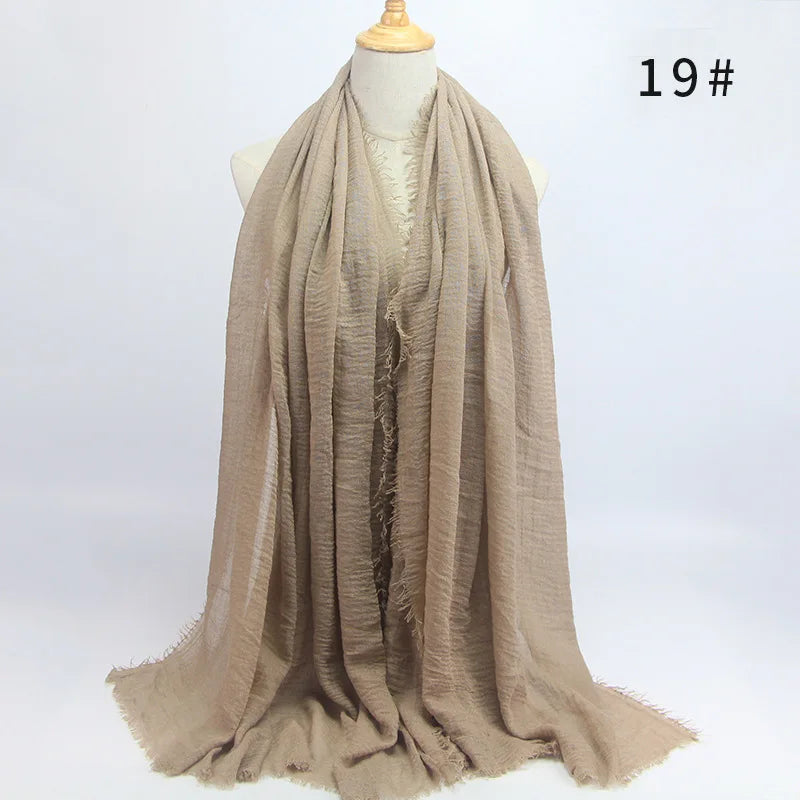 Wholesale Price 70*180cm Women Muslim Crinkle Hijab Scarf Femme Musulman Soft Cotton Headscarf Islamic Hijab Shawls And Wraps