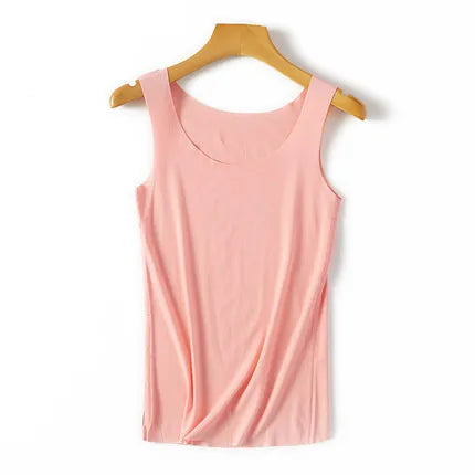 Débardeur sans couture pour femmes, couleur unie, gilet Modal doux, t-shirt sans manches, blanc, sans trace, haute qualité, été, 2022