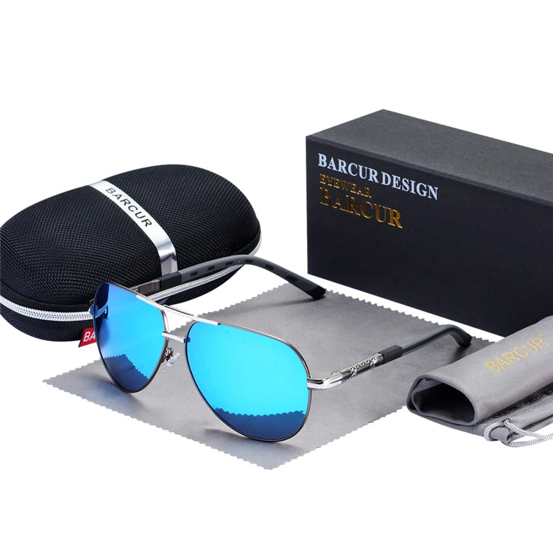 BARCUR Vintage lunettes de soleil en aluminium hommes revêtement polarisé lunettes de soleil classiques femmes ombre mâle accessoires de conduite