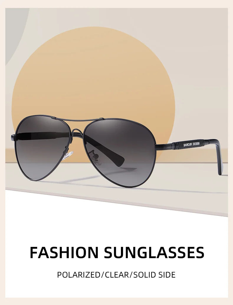 BARCUR Design titane alliage lunettes de soleil polarisées hommes lunettes de soleil femmes pilote dégradé lunettes miroir nuances