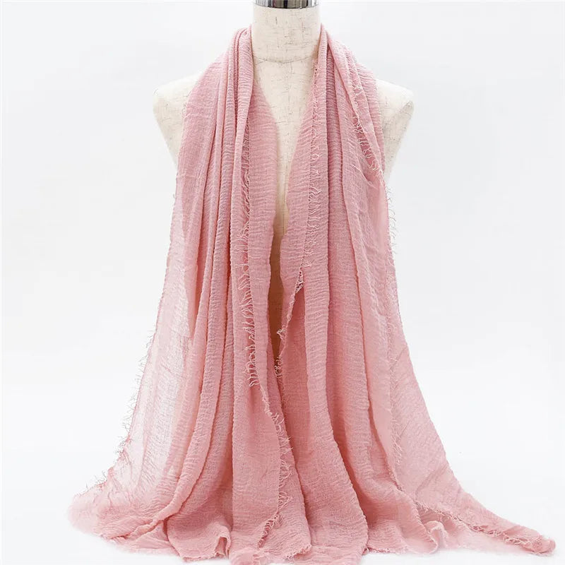 Wholesale Price 70*180cm Women Muslim Crinkle Hijab Scarf Femme Musulman Soft Cotton Headscarf Islamic Hijab Shawls And Wraps