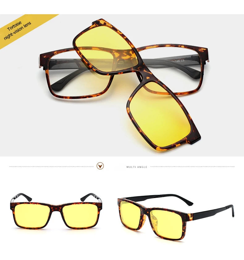 Lunettes marque designer polarisé aimant pince lunettes cadre hommes femmes myopie lunettes de Prescription optique lunettes de soleil lunettes