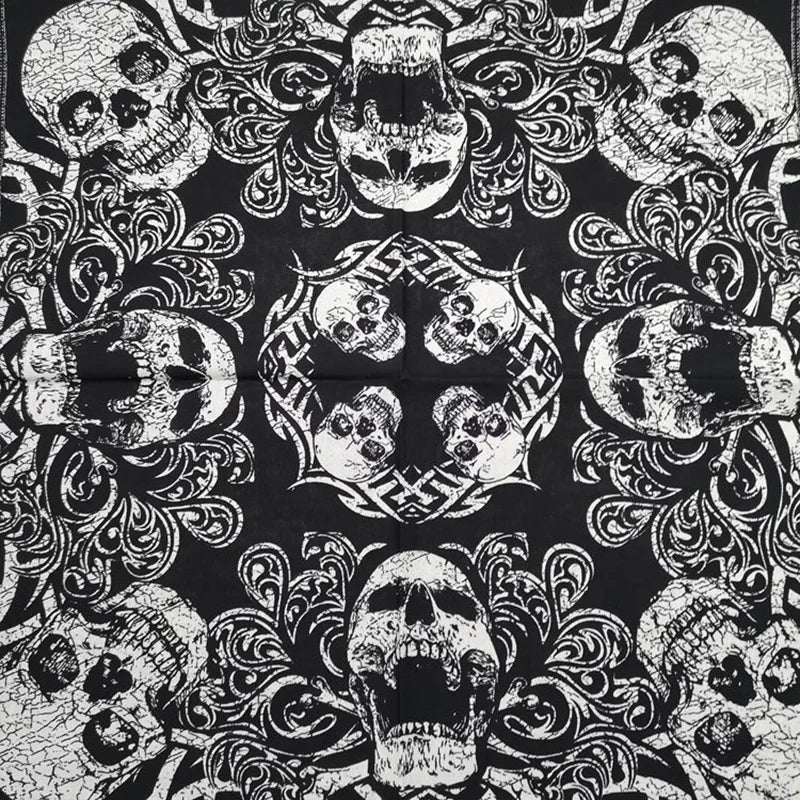 Nouveau Design de mode Hip Hop 100% coton crâne Bandana carré écharpe noir Paisley vélo bandeau pour femmes/hommes/garçons/filles