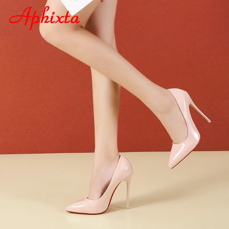 Aphixta 12cm Super High Thin Heels Pumps Women Shoes Pointed Toe Patent Leather Wedding Colorful Dress Stiletto Heel Shoes Woman
