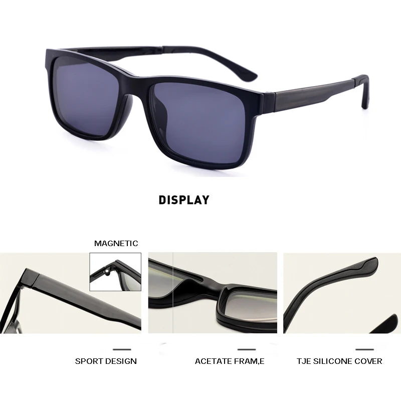 Lunettes marque designer polarisé aimant pince lunettes cadre hommes femmes myopie lunettes de Prescription optique lunettes de soleil lunettes