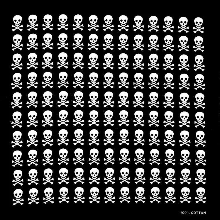 Nouveau Design de mode Hip Hop 100% coton crâne Bandana carré écharpe noir Paisley vélo bandeau pour femmes/hommes/garçons/filles