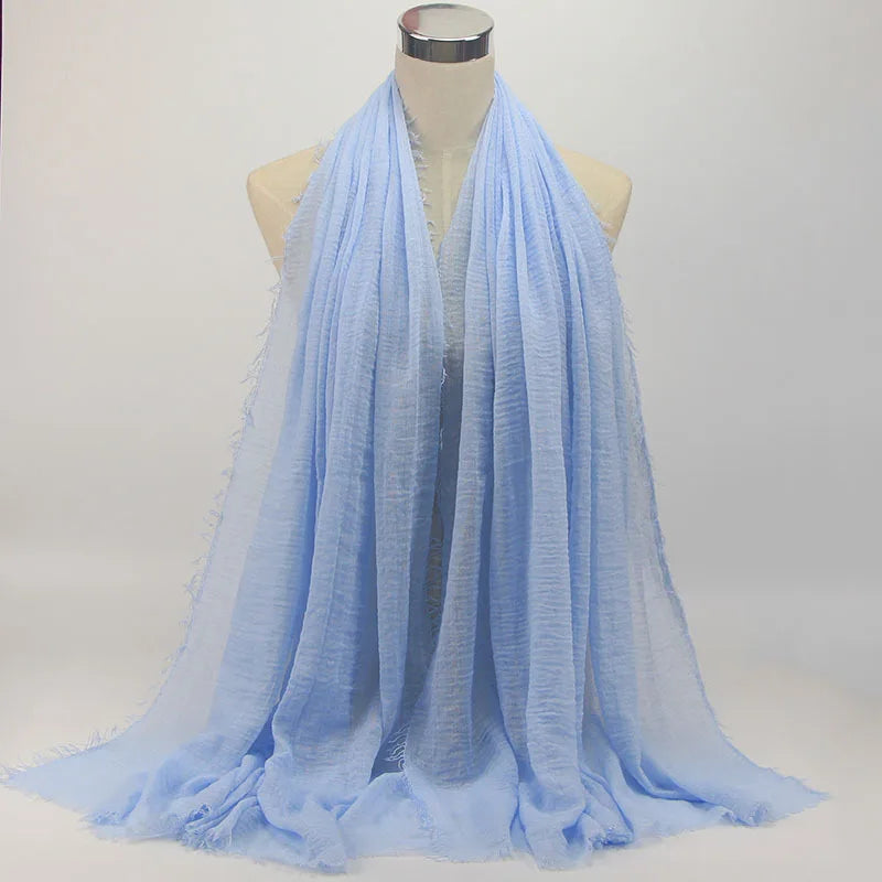 Wholesale Price 70*180cm Women Muslim Crinkle Hijab Scarf Femme Musulman Soft Cotton Headscarf Islamic Hijab Shawls And Wraps