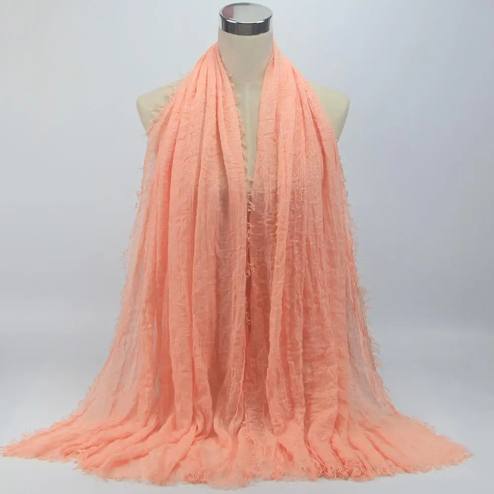 Wholesale Price 70*180cm Women Muslim Crinkle Hijab Scarf Femme Musulman Soft Cotton Headscarf Islamic Hijab Shawls And Wraps