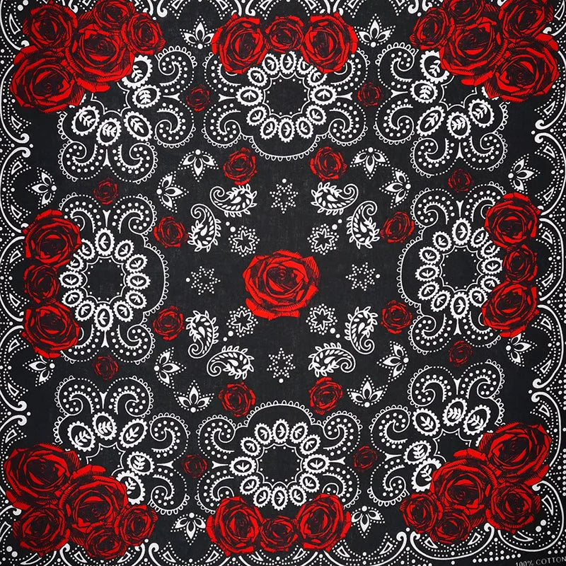 Nouveau Design de mode Hip Hop 100% coton crâne Bandana carré écharpe noir Paisley vélo bandeau pour femmes/hommes/garçons/filles