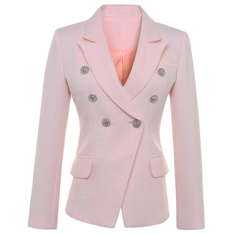 Veste Blazer de styliste Baroque pour femmes, haute qualité, boutons Lion argentés, Double boutonnage, vêtements d'extérieur, nouvelle mode 2022