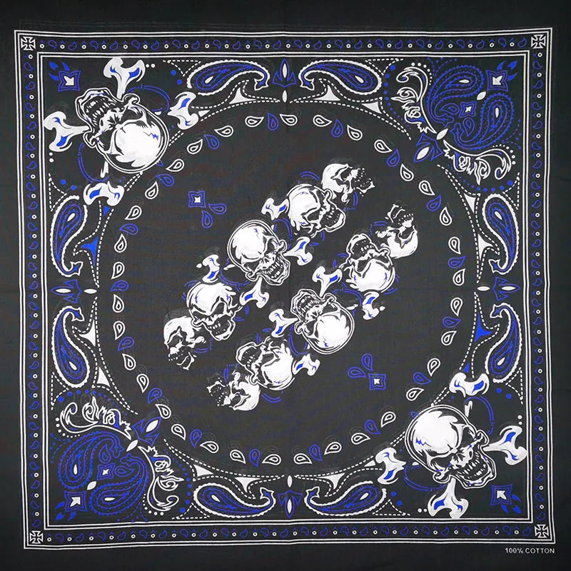Nouveau Design de mode Hip Hop 100% coton crâne Bandana carré écharpe noir Paisley vélo bandeau pour femmes/hommes/garçons/filles