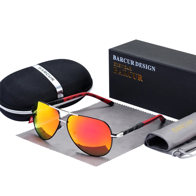 BARCUR Vintage lunettes de soleil en aluminium hommes revêtement polarisé lunettes de soleil classiques femmes ombre mâle accessoires de conduite