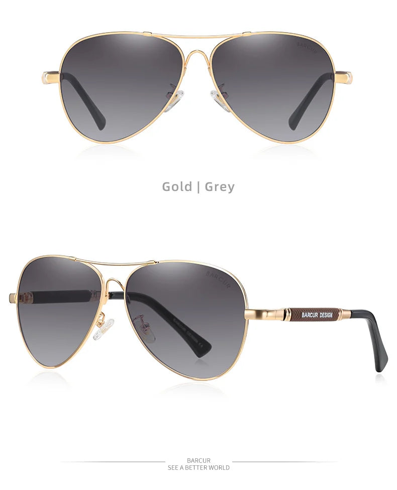 BARCUR Design titane alliage lunettes de soleil polarisées hommes lunettes de soleil femmes pilote dégradé lunettes miroir nuances