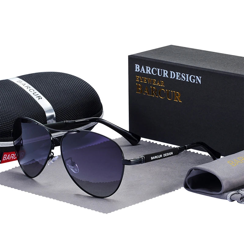 BARCUR Design titane alliage lunettes de soleil polarisées hommes lunettes de soleil femmes pilote dégradé lunettes miroir nuances