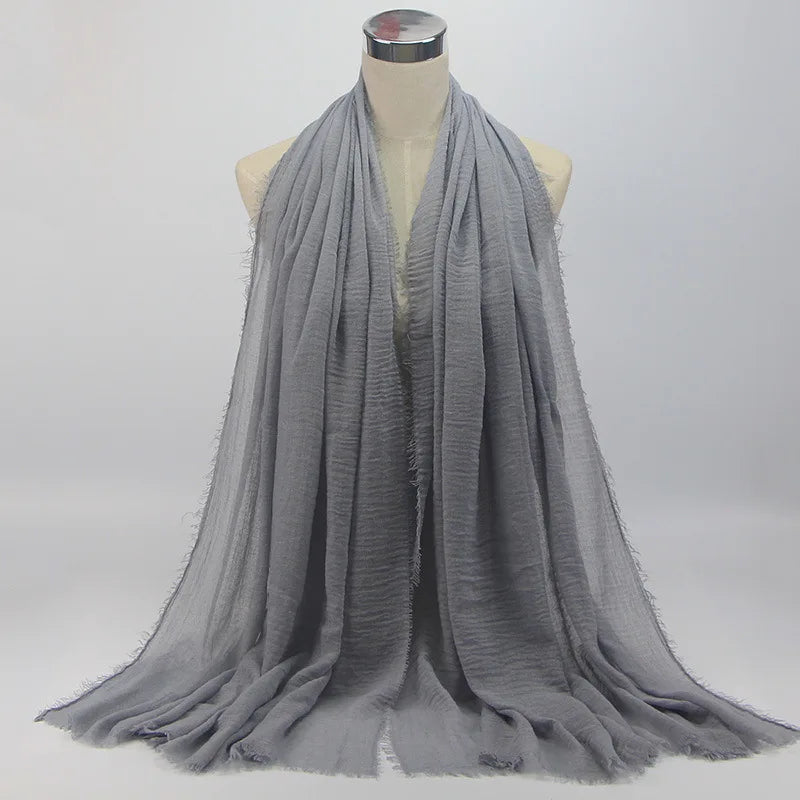 Wholesale Price 70*180cm Women Muslim Crinkle Hijab Scarf Femme Musulman Soft Cotton Headscarf Islamic Hijab Shawls And Wraps