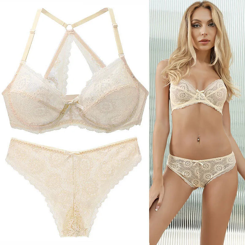 DaiNaFang [Hotel] New 2021 Lace Embroidery Bra Sets For Women Push Up Underwear 34 36 38 40 42 44 BCDE Cup Plus Size Lingerie