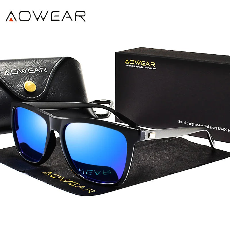 AOWEAR-Lunettes de vision nocturne HD pour hommes, lunettes de soleil à lentille jaune, lunettes polarisées pour la conduite nocturne en toute sécurité, Oculos Gafas De Sites