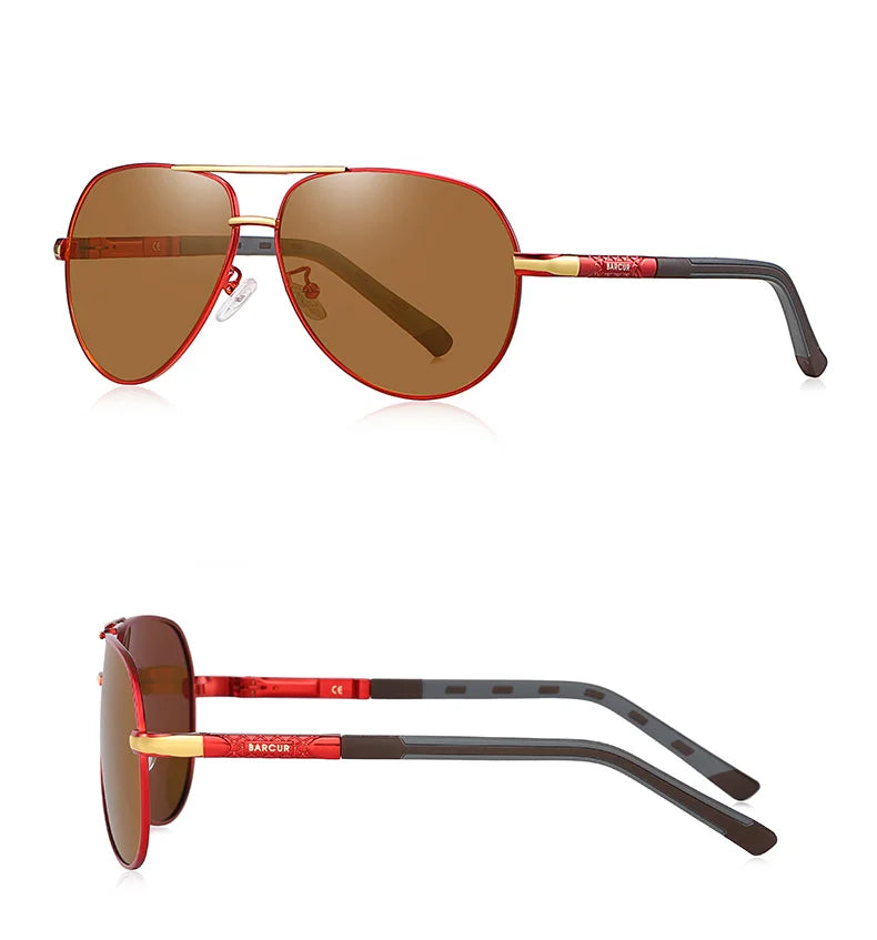 BARCUR Vintage lunettes de soleil en aluminium hommes revêtement polarisé lunettes de soleil classiques femmes ombre mâle accessoires de conduite