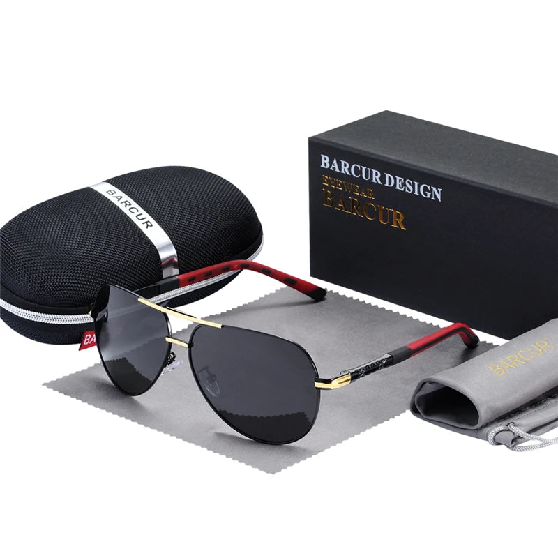 BARCUR Vintage lunettes de soleil en aluminium hommes revêtement polarisé lunettes de soleil classiques femmes ombre mâle accessoires de conduite