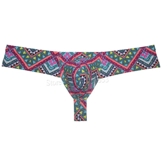 Mens Sexy Mini Thong Boxer Printed Underwear Cheeky Boxer Briefs 1/3 Coverage Brazilain Bikini