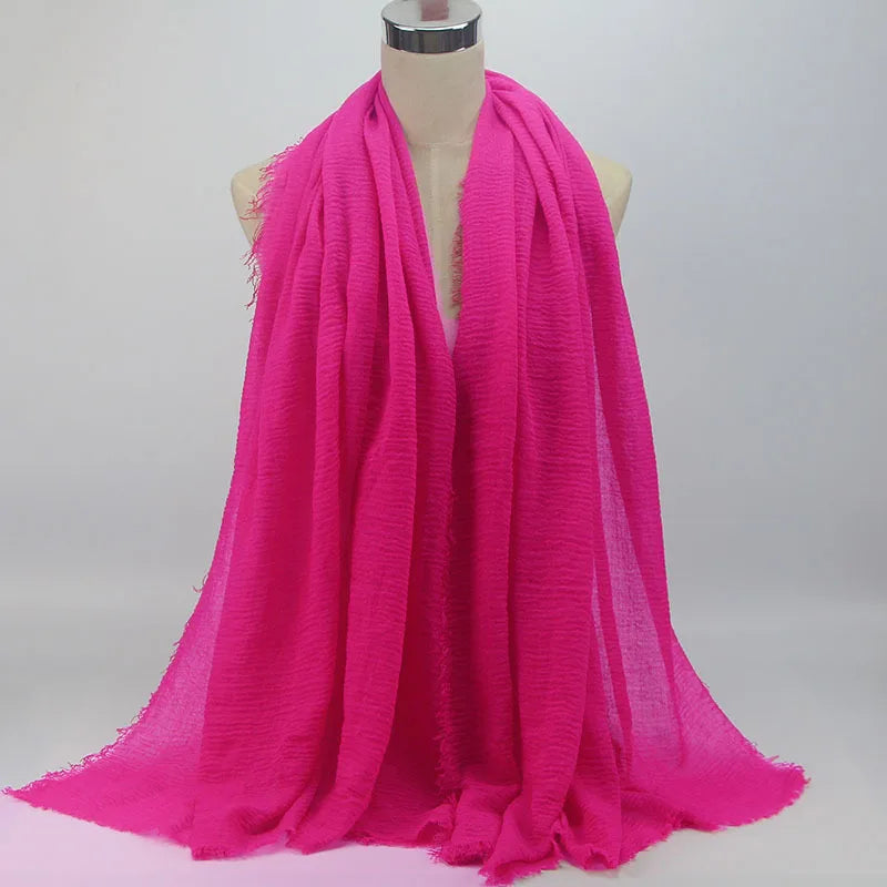 Wholesale Price 70*180cm Women Muslim Crinkle Hijab Scarf Femme Musulman Soft Cotton Headscarf Islamic Hijab Shawls And Wraps