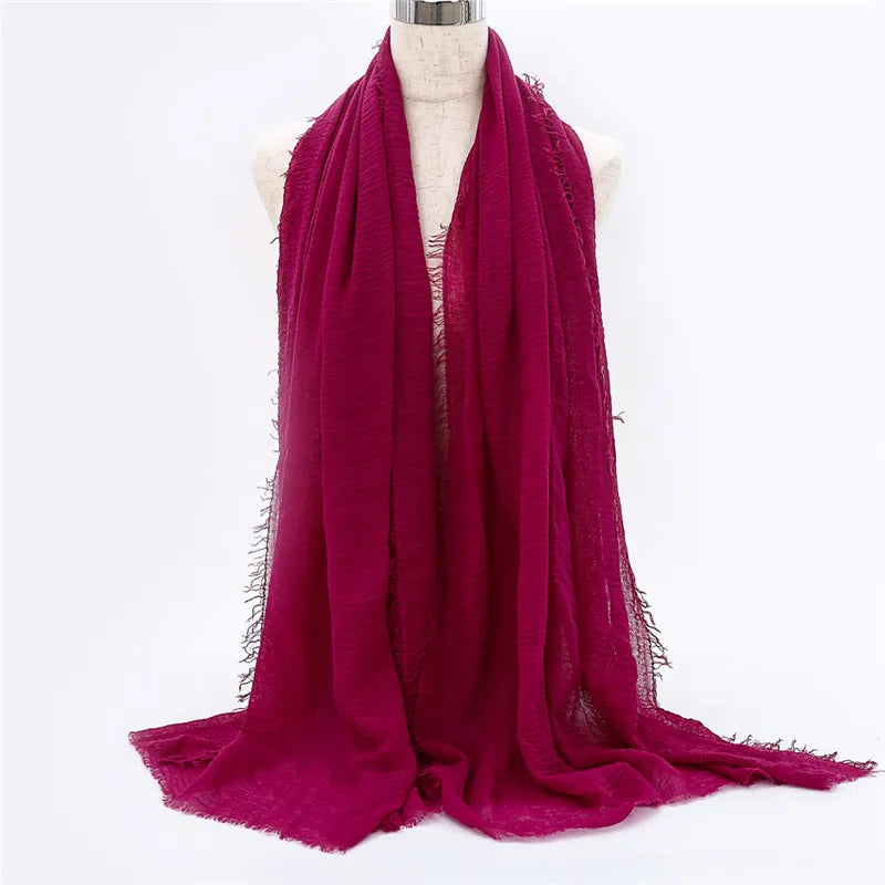 Wholesale Price 70*180cm Women Muslim Crinkle Hijab Scarf Femme Musulman Soft Cotton Headscarf Islamic Hijab Shawls And Wraps
