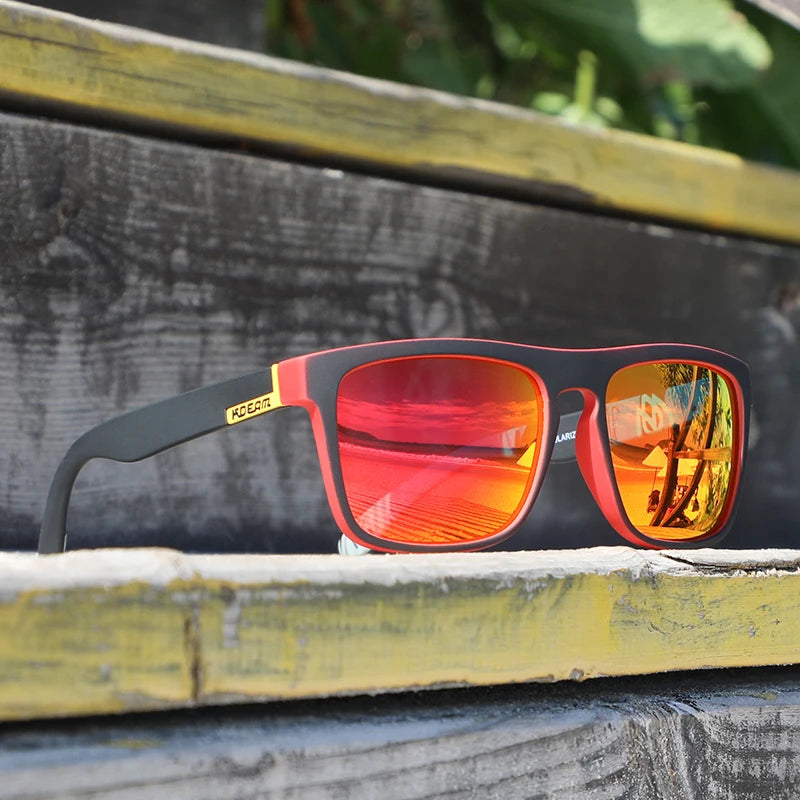 KDEAM-Lunettes de soleil polarisées pour hommes, lunettes de soleil miroir tout adaptées, design classique, boîte de marque CE, mode