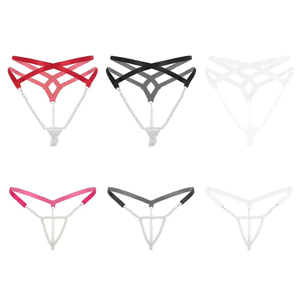 Women Erotic Mini Lingerie Low Rise T-Back Open Butt Stretchy Pearl G-String Thong Briefs Underwear