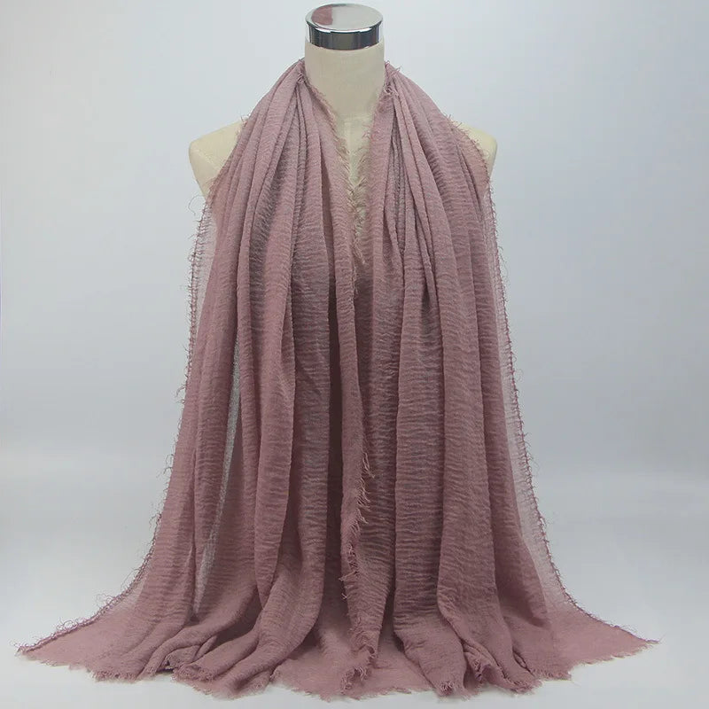 Wholesale Price 70*180cm Women Muslim Crinkle Hijab Scarf Femme Musulman Soft Cotton Headscarf Islamic Hijab Shawls And Wraps
