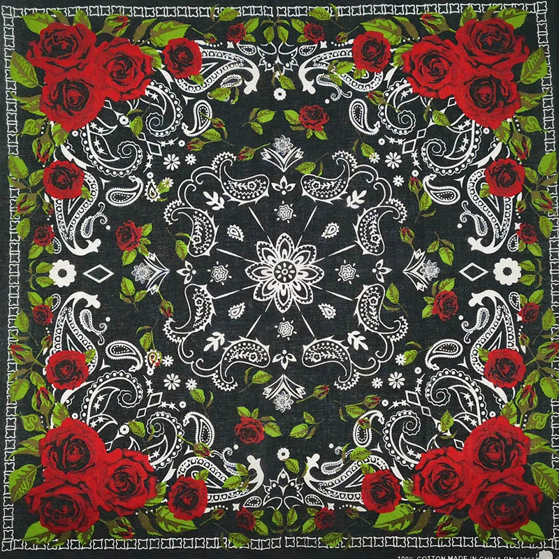 Nouveau Design de mode Hip Hop 100% coton crâne Bandana carré écharpe noir Paisley vélo bandeau pour femmes/hommes/garçons/filles