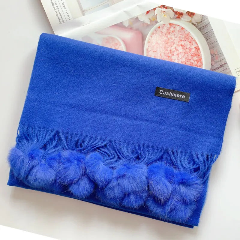 200*70 cm femmes couleur unie doux Hairball écharpe surdimensionné cachemire dames châle enveloppement hiver Pashmina femme Hijab bandeau silencieux