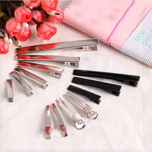 Pinces à cheveux noires couleur argent 3.2-5.5cm, 30 pièces/lot, Barrettes plates, épingles à cheveux en fer, accessoires pour cheveux DIY pour femmes et filles