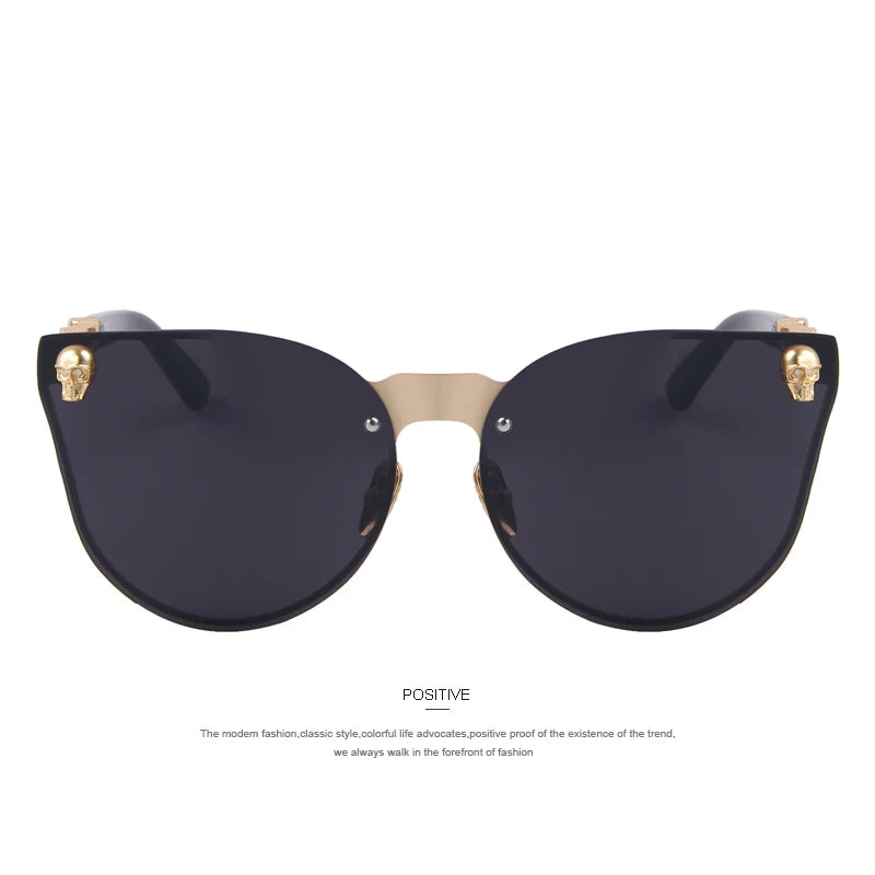 MERRYS mode femmes gothique lunettes crâne cadre métal Temple Oculos de sol UV400