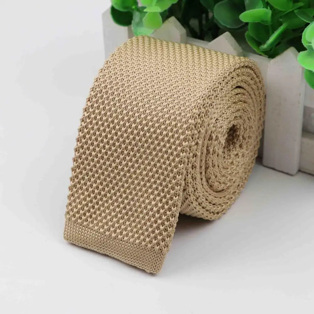 Mode hommes cravate colorée tricot cravates tricotées cravate couleur unie étroit mince maigre tissé plaine Cravate cravates étroites