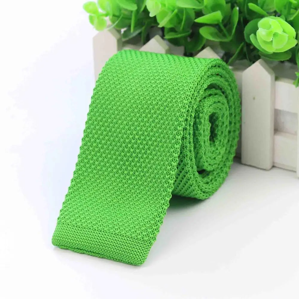 Mode hommes cravate colorée tricot cravates tricotées cravate couleur unie étroit mince maigre tissé plaine Cravate cravates étroites