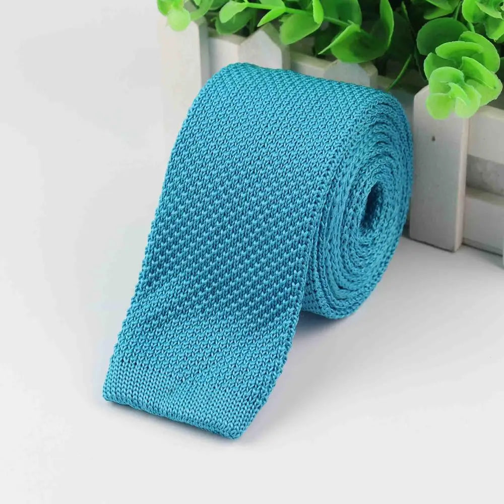 Mode hommes cravate colorée tricot cravates tricotées cravate couleur unie étroit mince maigre tissé plaine Cravate cravates étroites