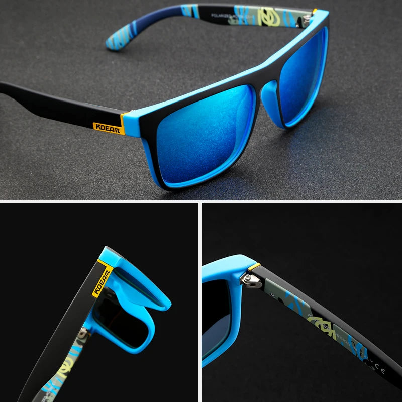 KDEAM-Lunettes de soleil polarisées pour hommes, lunettes de soleil miroir tout adaptées, design classique, boîte de marque CE, mode