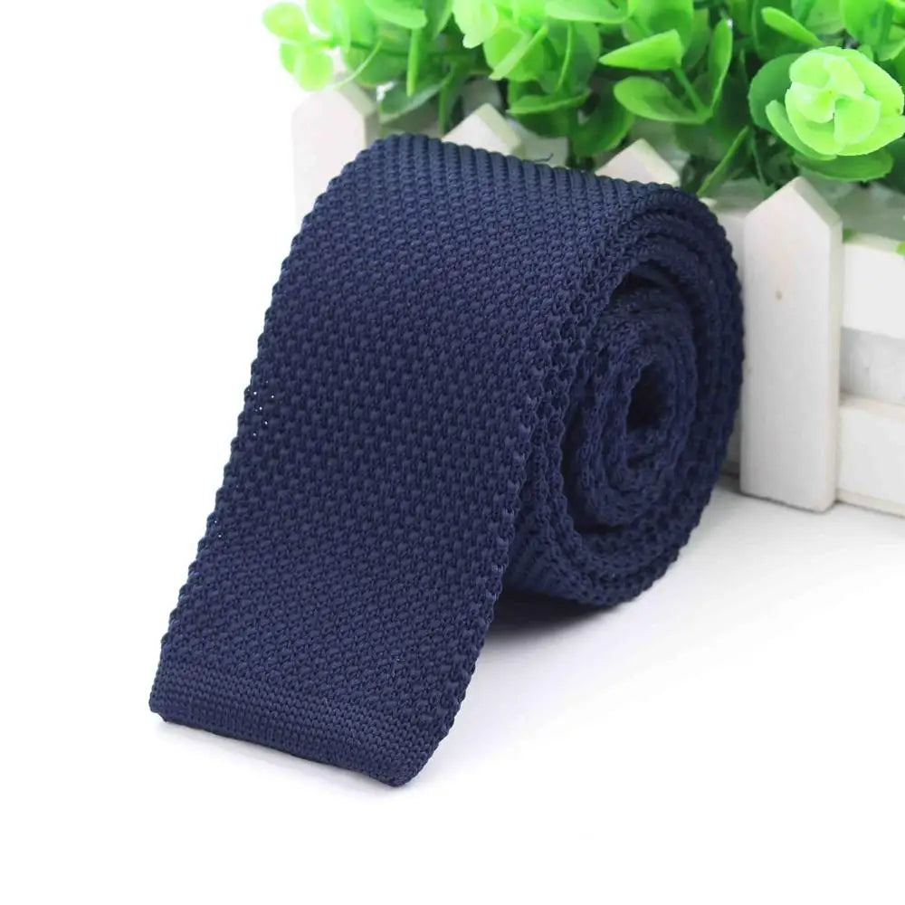 Mode hommes cravate colorée tricot cravates tricotées cravate couleur unie étroit mince maigre tissé plaine Cravate cravates étroites
