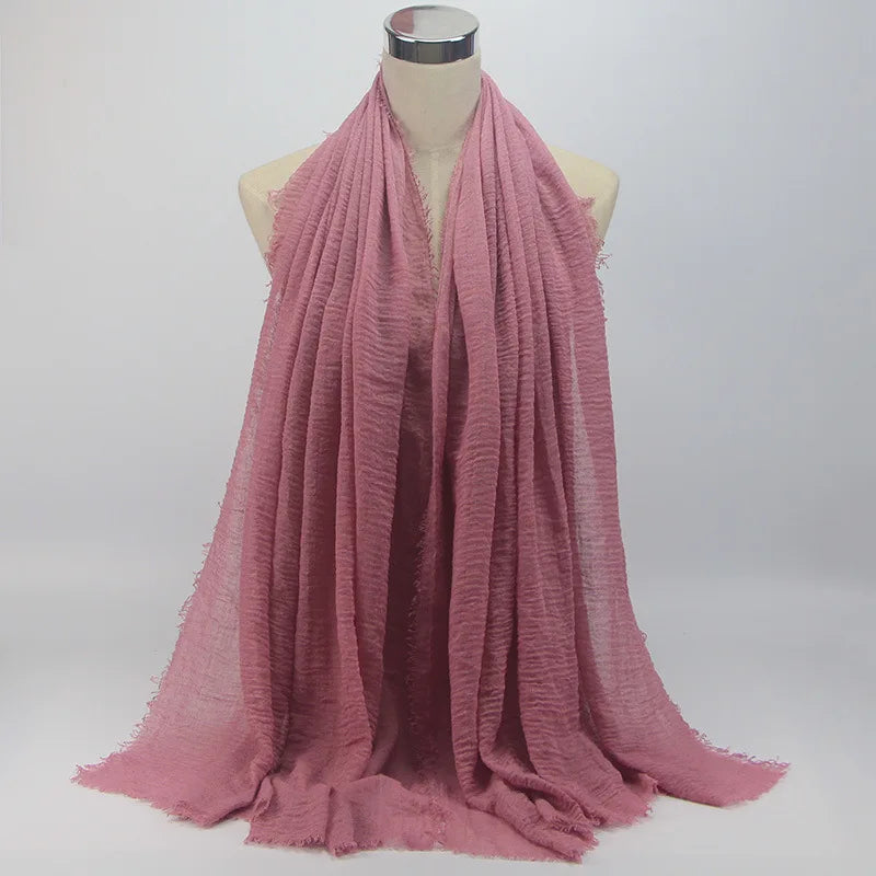 Wholesale Price 70*180cm Women Muslim Crinkle Hijab Scarf Femme Musulman Soft Cotton Headscarf Islamic Hijab Shawls And Wraps