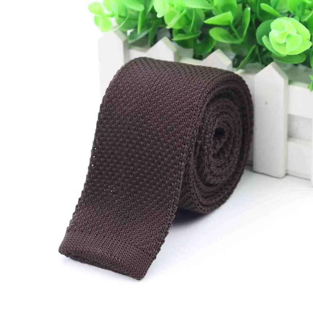 Mode hommes cravate colorée tricot cravates tricotées cravate couleur unie étroit mince maigre tissé plaine Cravate cravates étroites