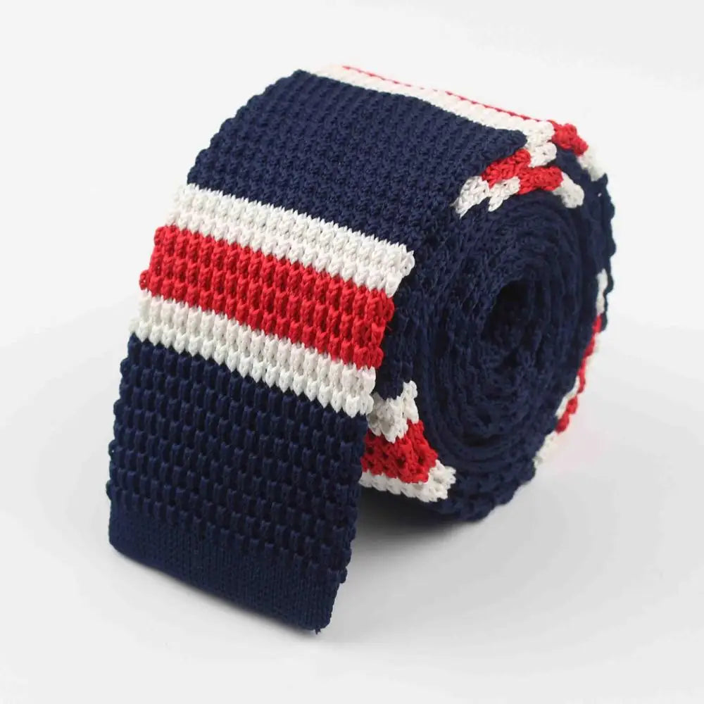 Hommes tricoté loisirs rayé cravate mode maigre étroit mince cou cravates pour hommes maigre tissé concepteur cravate